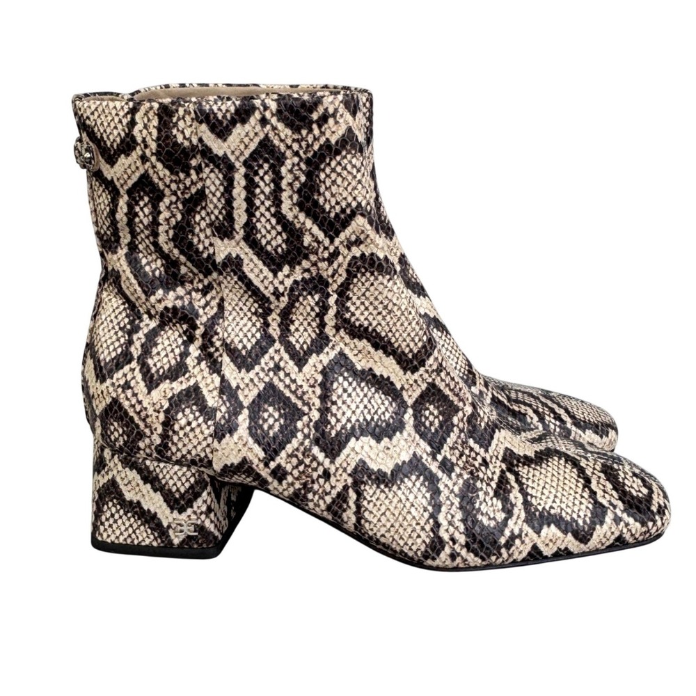 Sam Edelman Paige 2 Snakeskin Leather Ankle Boots Square Toe Block Heel Womens 7